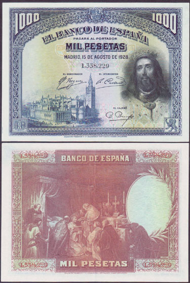 1928 Spain 1,000 Pesetas (aUnc) M000001